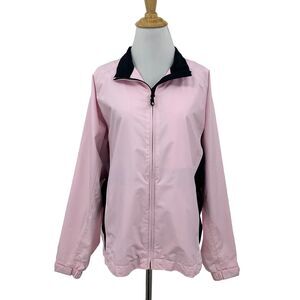 Footjoy Jacket Womens Large L Pink Windbreaker Lined Zip Up Dryjoys Adjust Waist